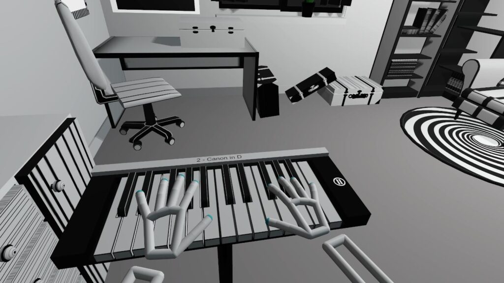 Black and white stripes in VR Pianist music game
